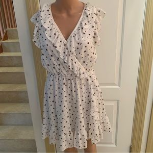 ALTER’D STATE. Starlight, faux wrap ruffle dress. Ruffles around arms, n…